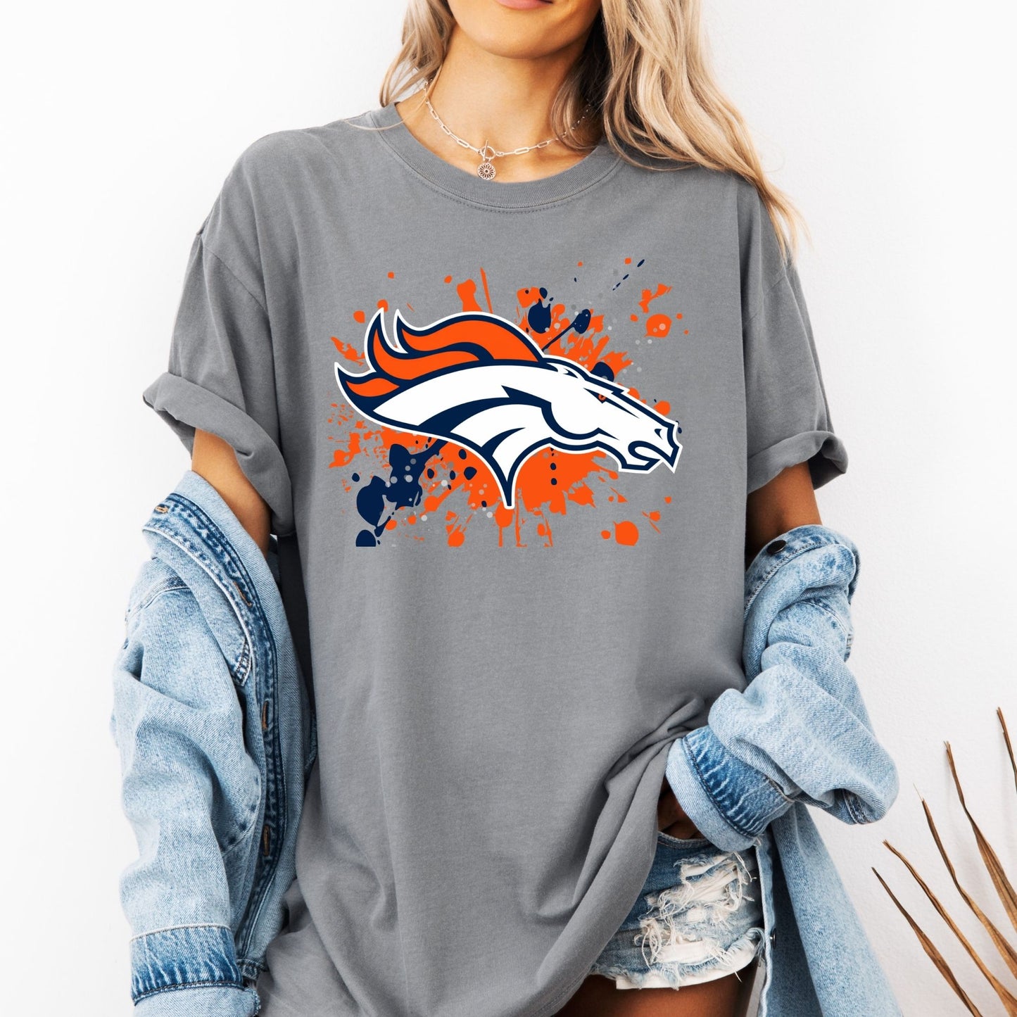 Denver Broncos logo splatter