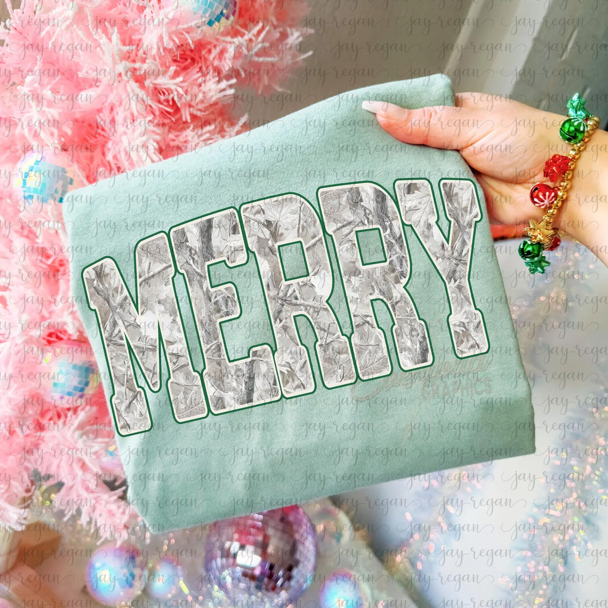 Camo Merry - Seafoam (Green Outline)