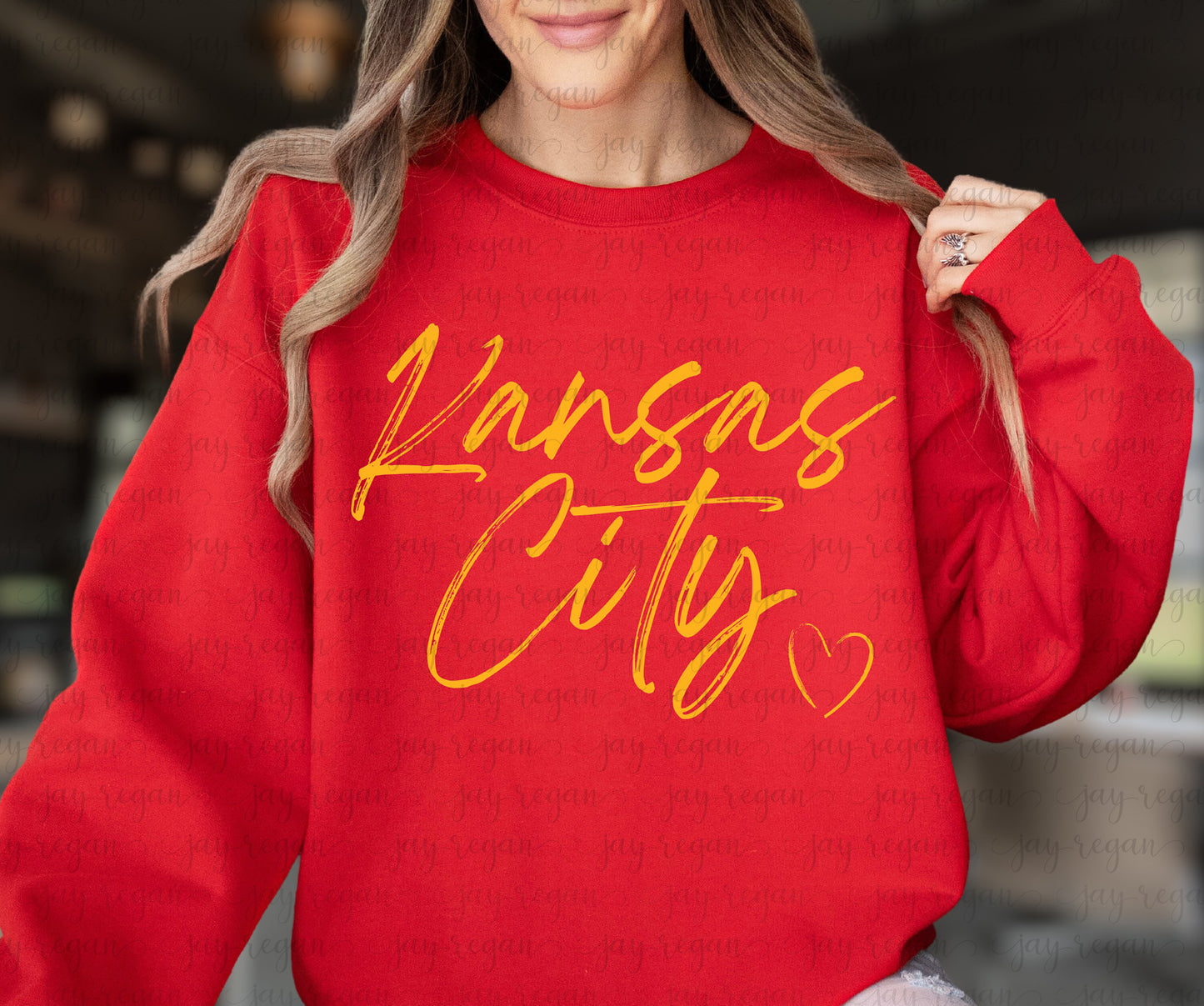 Adult KC Cursive Heart - Yellow