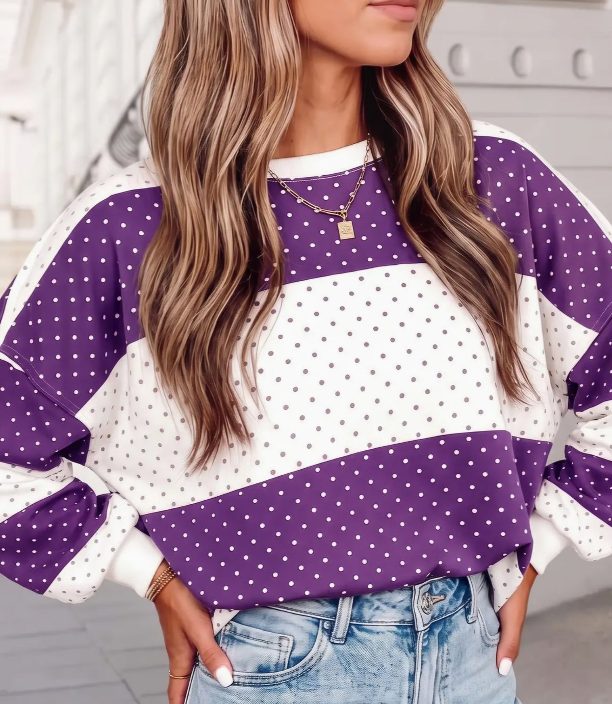 PREORDER Polka Dot Colorblock Stripe Top