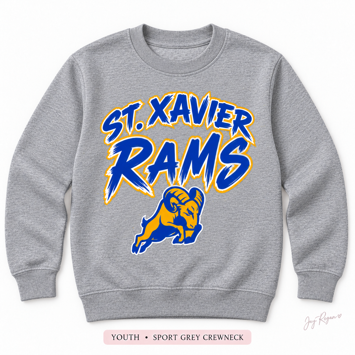 Brush Script Crewneck — Youth Sport Grey