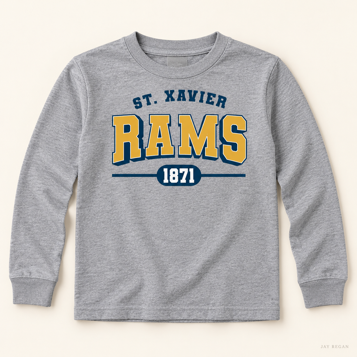 St. Xavier RAMS 1871 youth long sleeve — Sport Grey