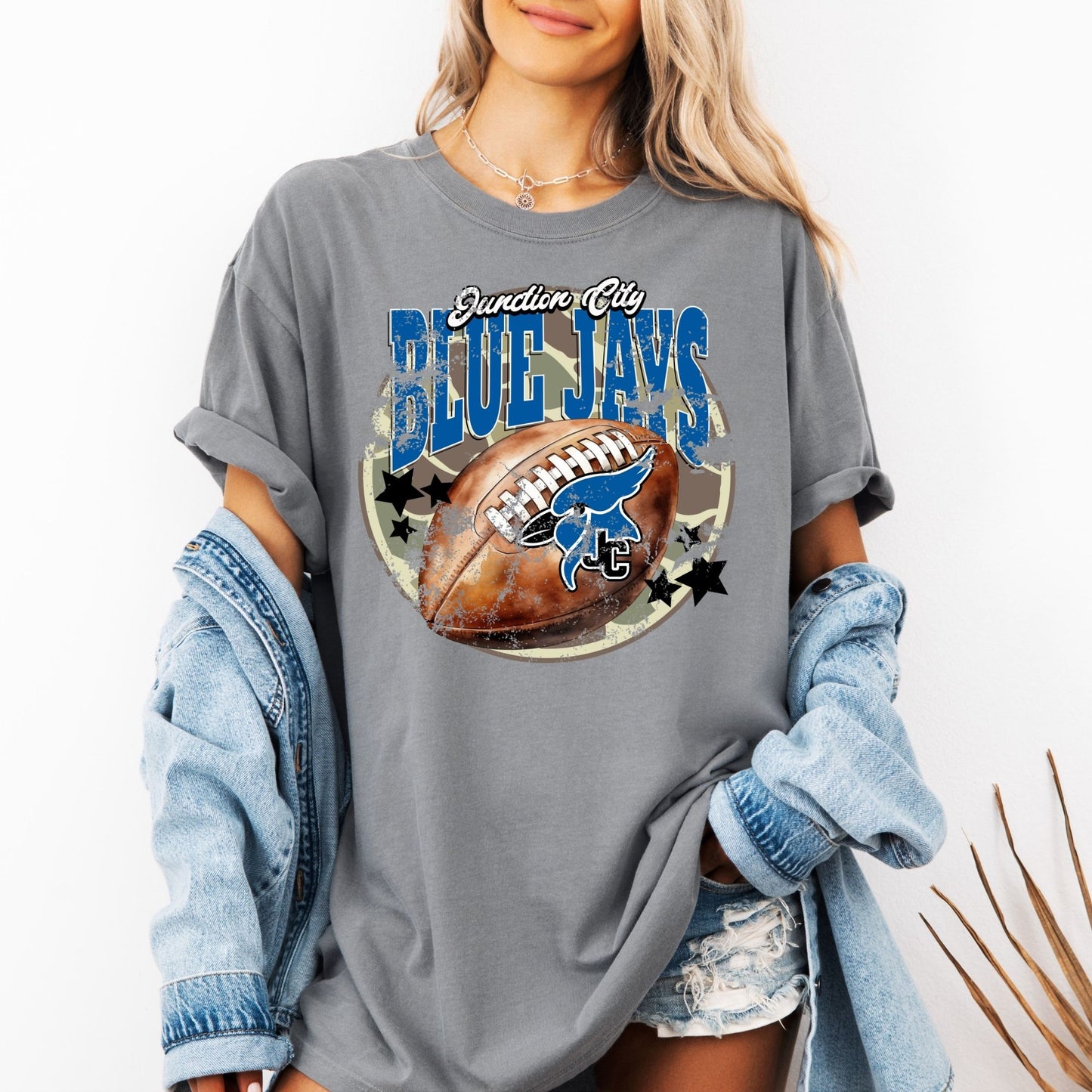 Junction City Blue Jays Football logo distressed