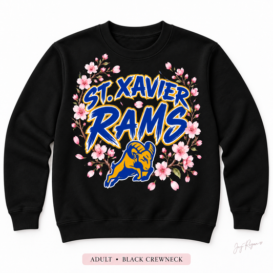 Cherry Blossom Script Crewneck — Adult Black