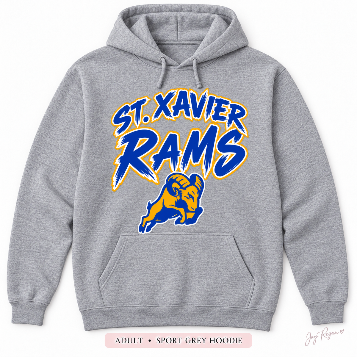 Brush Script Hoodie — Adult Sport Grey