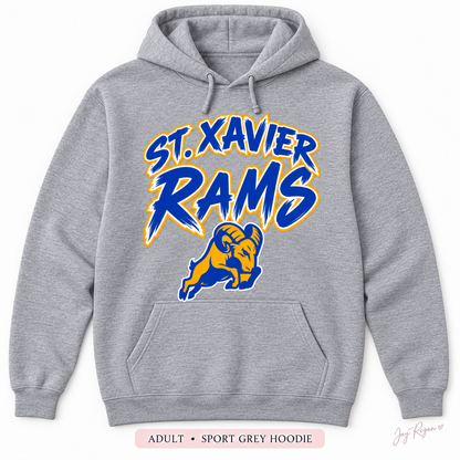 Brush Script Hoodie — Adult Sport Grey