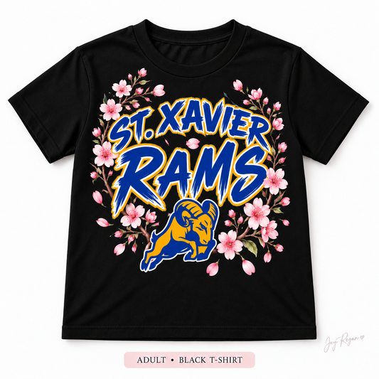 Cherry Blossom Script T-Shirt — Adult Black