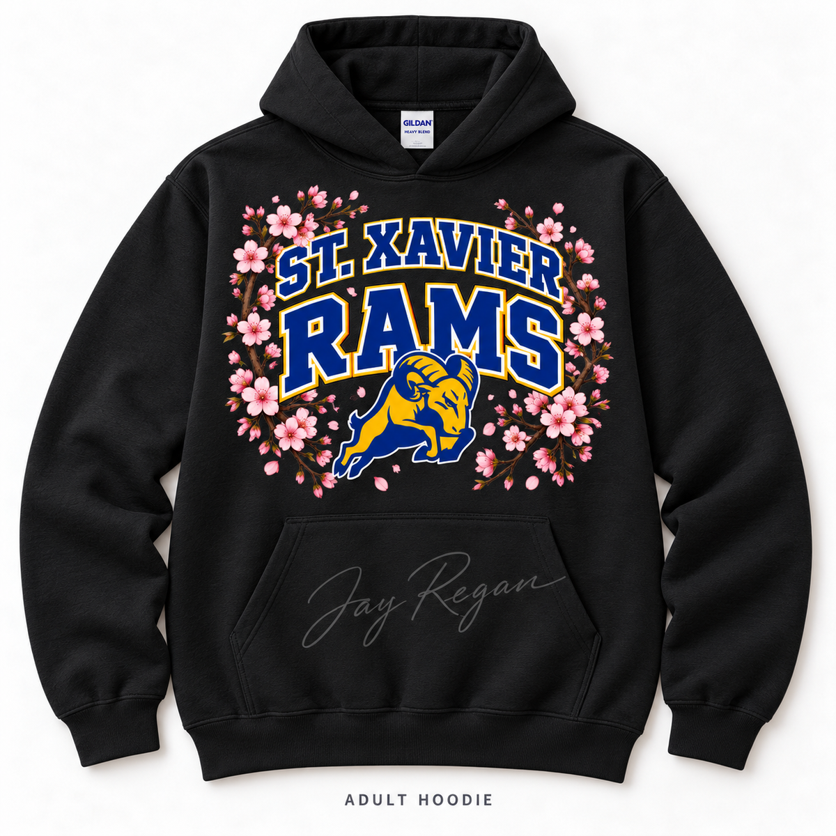 Cherry Blossom Varsity Hoodie — Adult Black