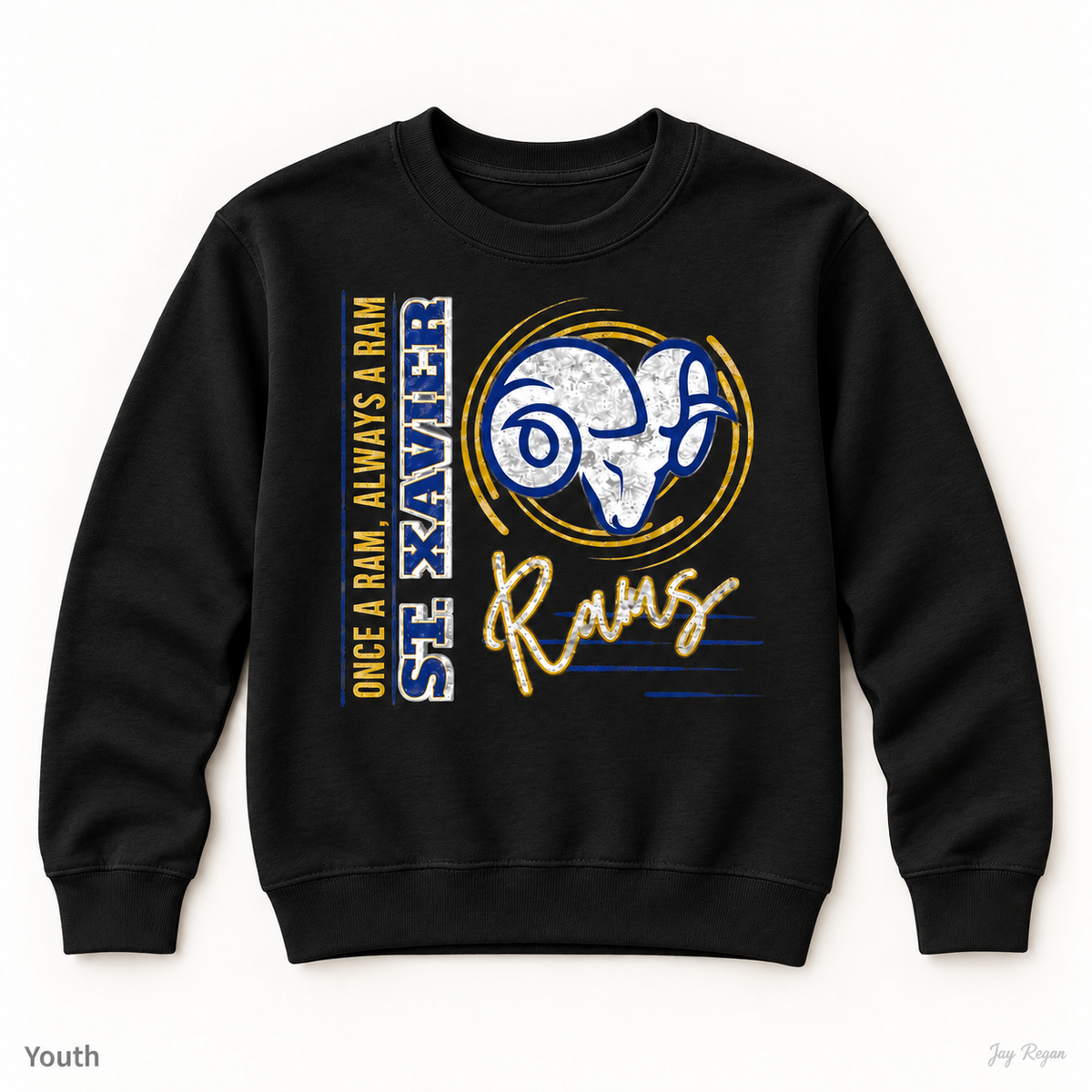 Once a Ram Always a Ram crewneck — Black (youth)