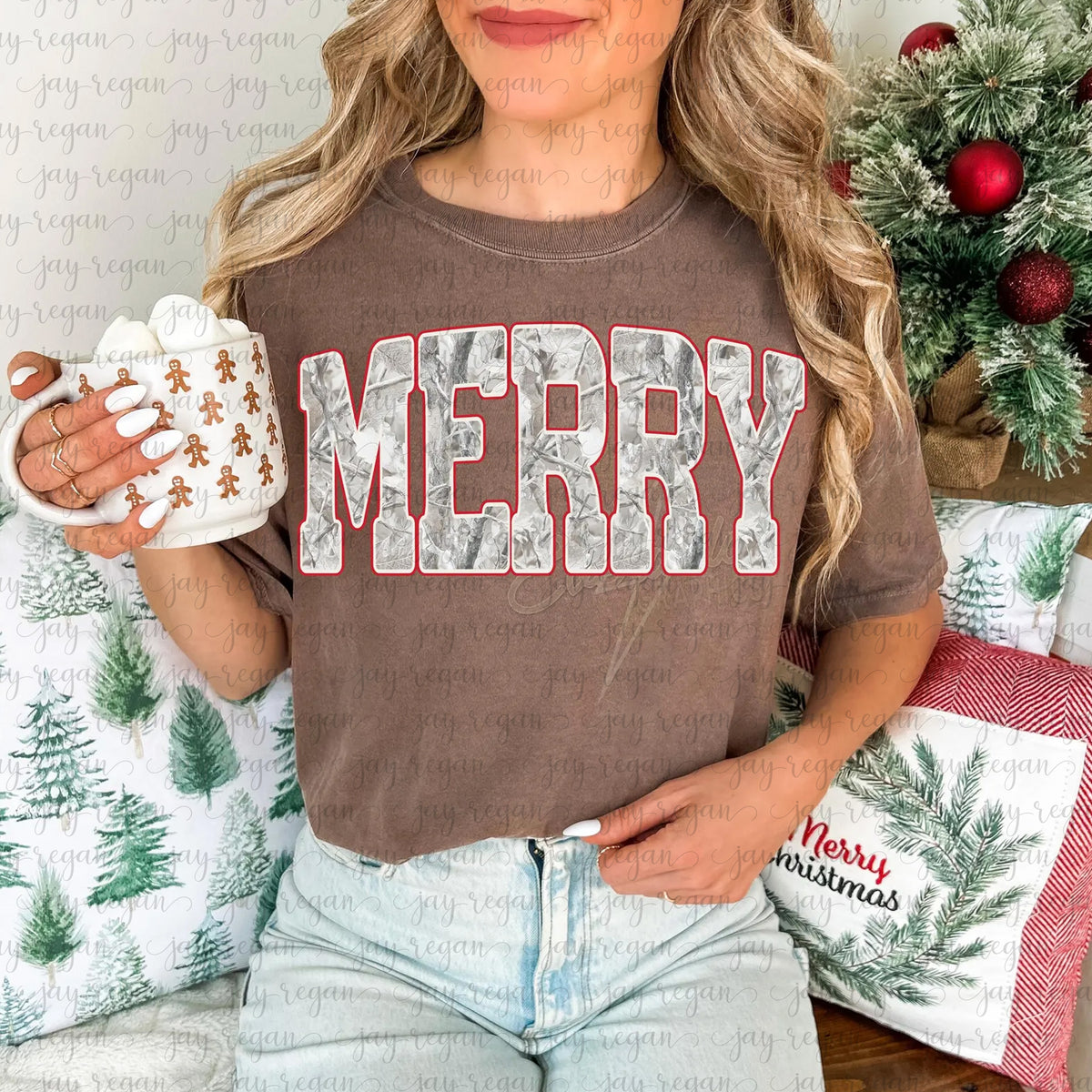 Camo Merry - Espresso (Red Outline)