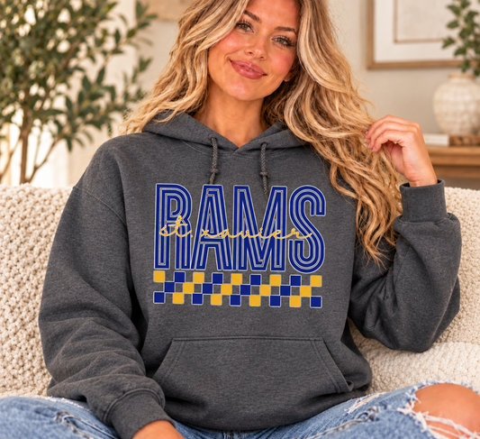 St. Xavier RAMS Checkerboard hoodie — Charcoal