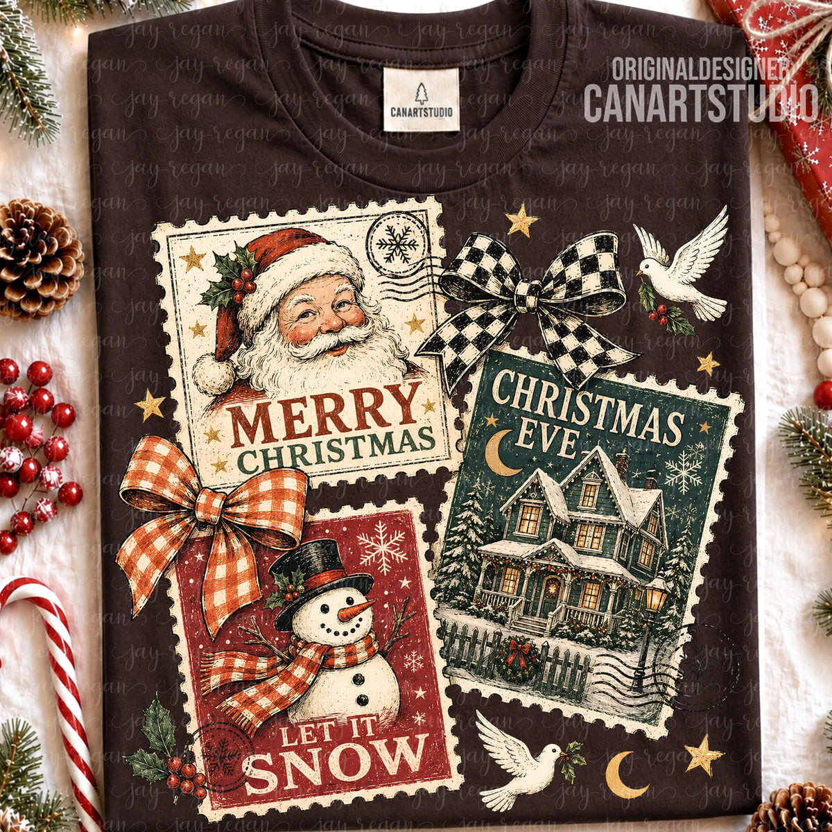 Christmas Postcard Collage - Dark Chocolate