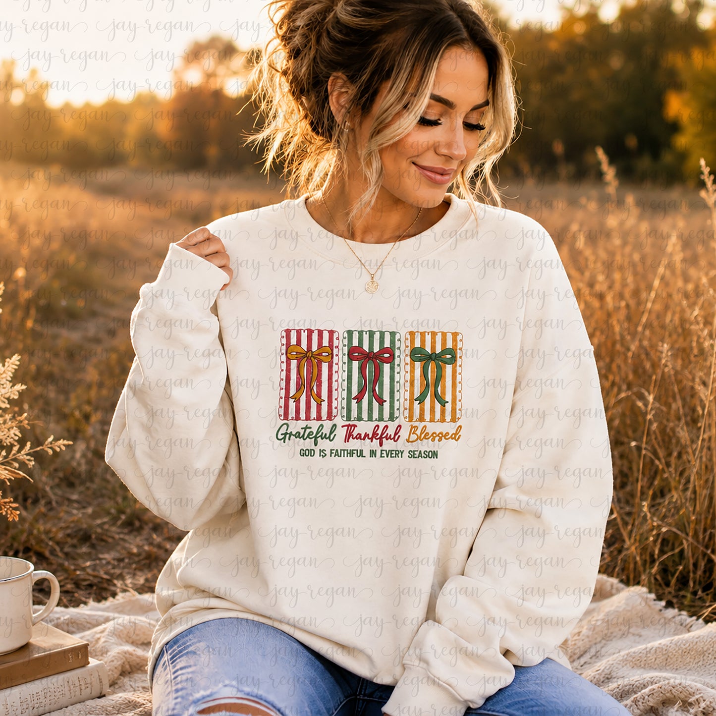 Grateful, Thankful & Blessed Embroidered Crewneck
