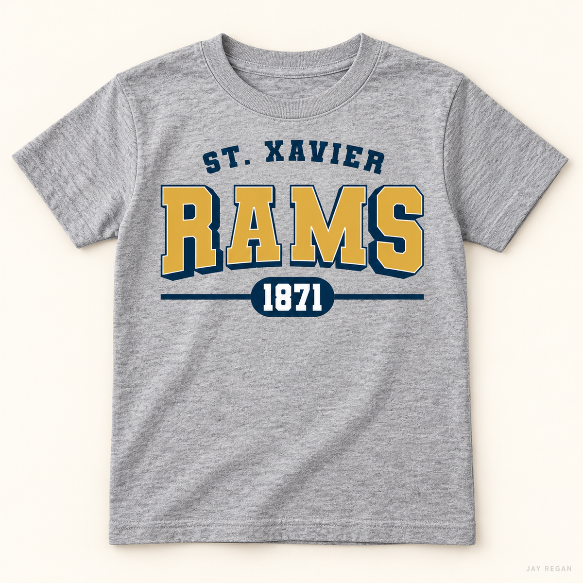 St. Xavier RAMS 1871 youth tee — Sport Grey