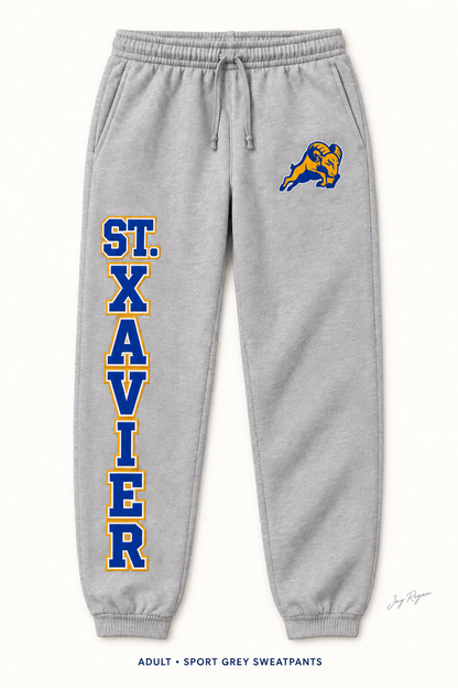 St. Xavier Leaping Ram Sweatpants — Adult Sport Grey