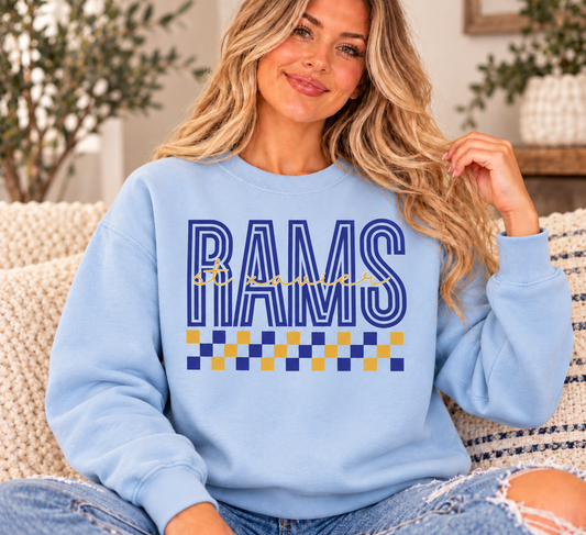 St. Xavier RAMS Checkerboard crewneck — Powder Blue