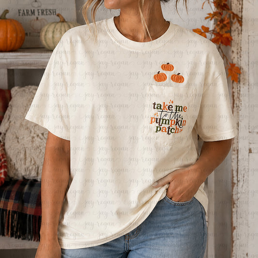 Pumpkin Patch Embroidered Pocket Tee