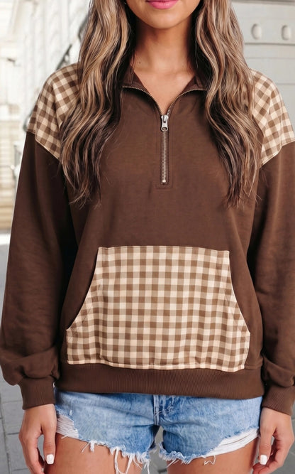 PREORDER Gingham Patchwork Quarter Zip