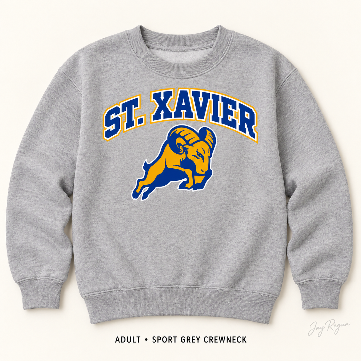 St. Xavier Arch Crewneck — Adult Sport Grey