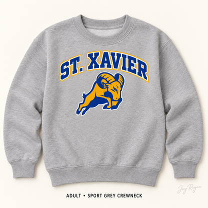 St. Xavier Arch Crewneck — Adult Sport Grey