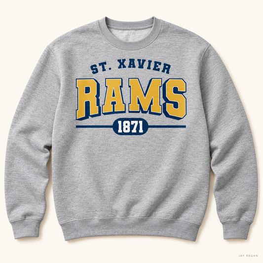 St. Xavier RAMS 1871 crewneck — Sport Grey