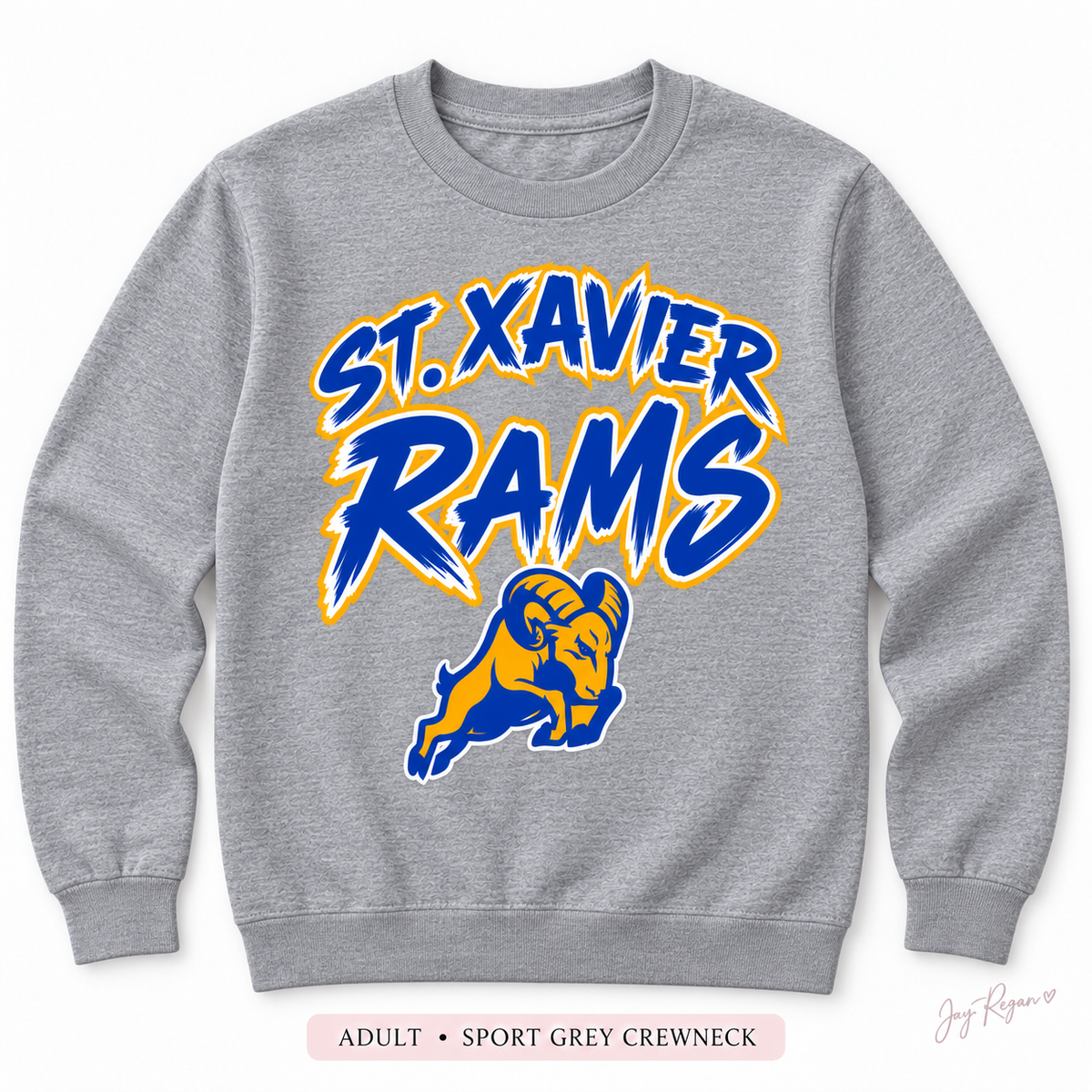 Brush Script Crewneck — Adult Sport Grey