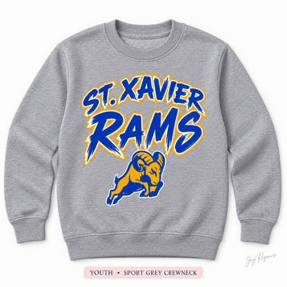 Brush Script Crewneck — Youth Sport Grey