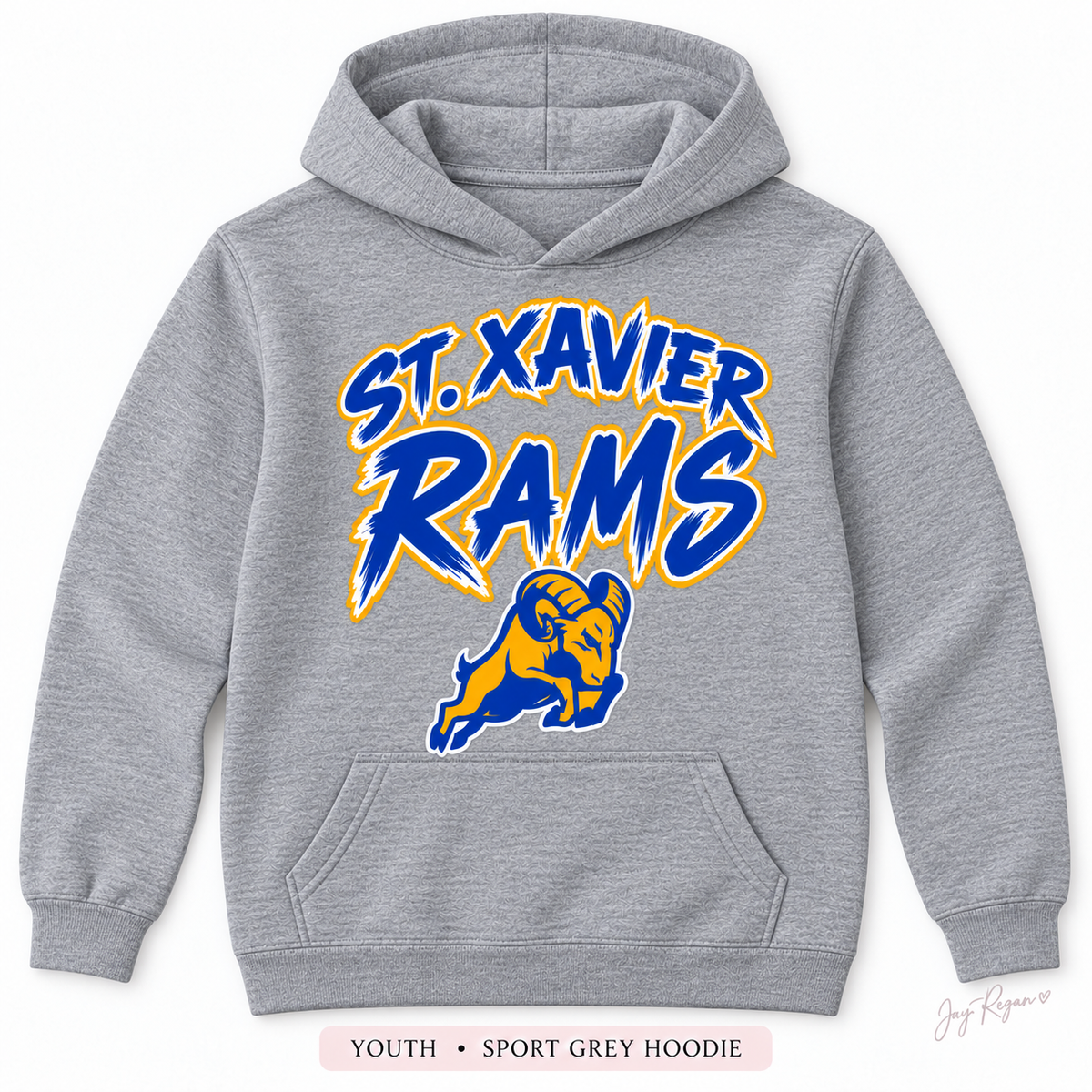 Brush Script Hoodie — Youth Sport Grey