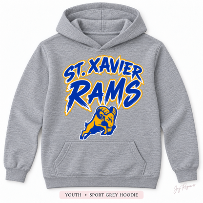 Brush Script Hoodie — Youth Sport Grey