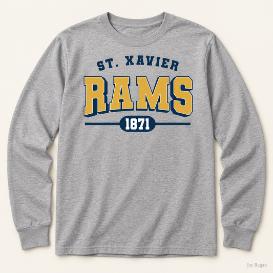 St. Xavier RAMS 1871 long sleeve — Sport Grey
