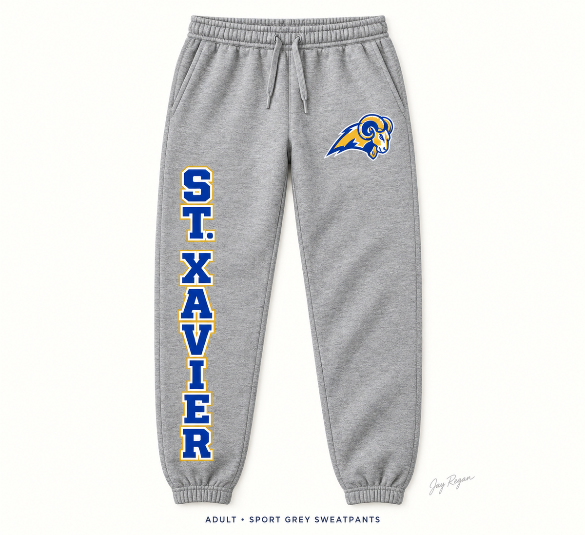 St. Xavier Varsity Leg Sweatpants — Adult Sport Grey