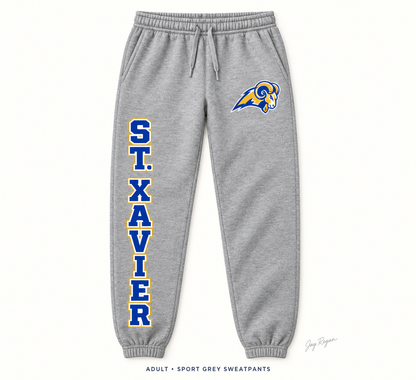 St. Xavier Varsity Leg Sweatpants — Adult Sport Grey