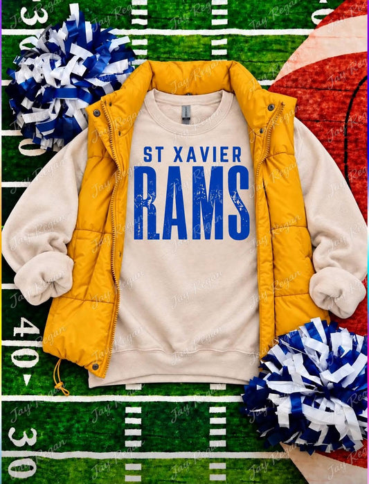 St. Xavier RAMS Block crewneck — Sand