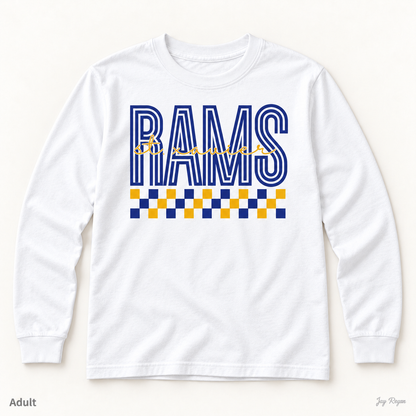 St. Xavier RAMS Checkerboard long sleeve — White (adult)