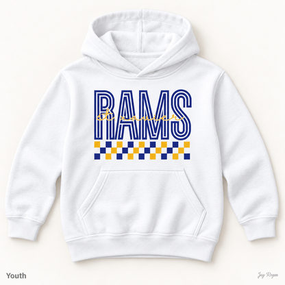St. Xavier RAMS Checkerboard hoodie — White (youth)