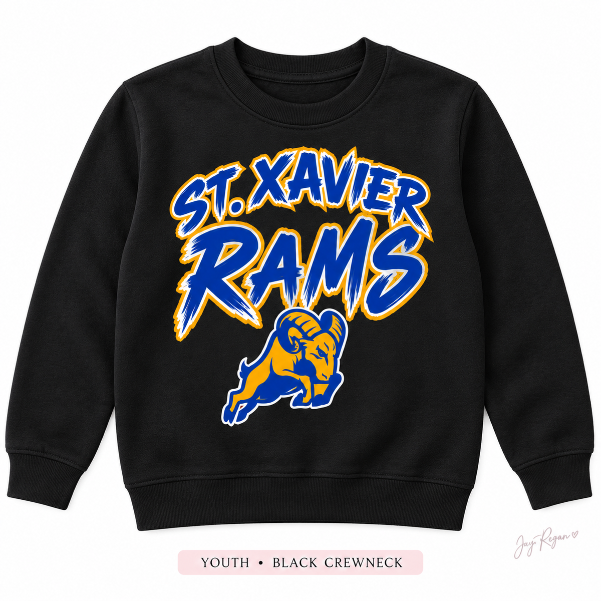 Brush Script Crewneck — Youth Black