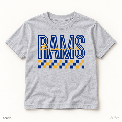 St. Xavier RAMS Checkerboard tee — Sport Grey (youth)