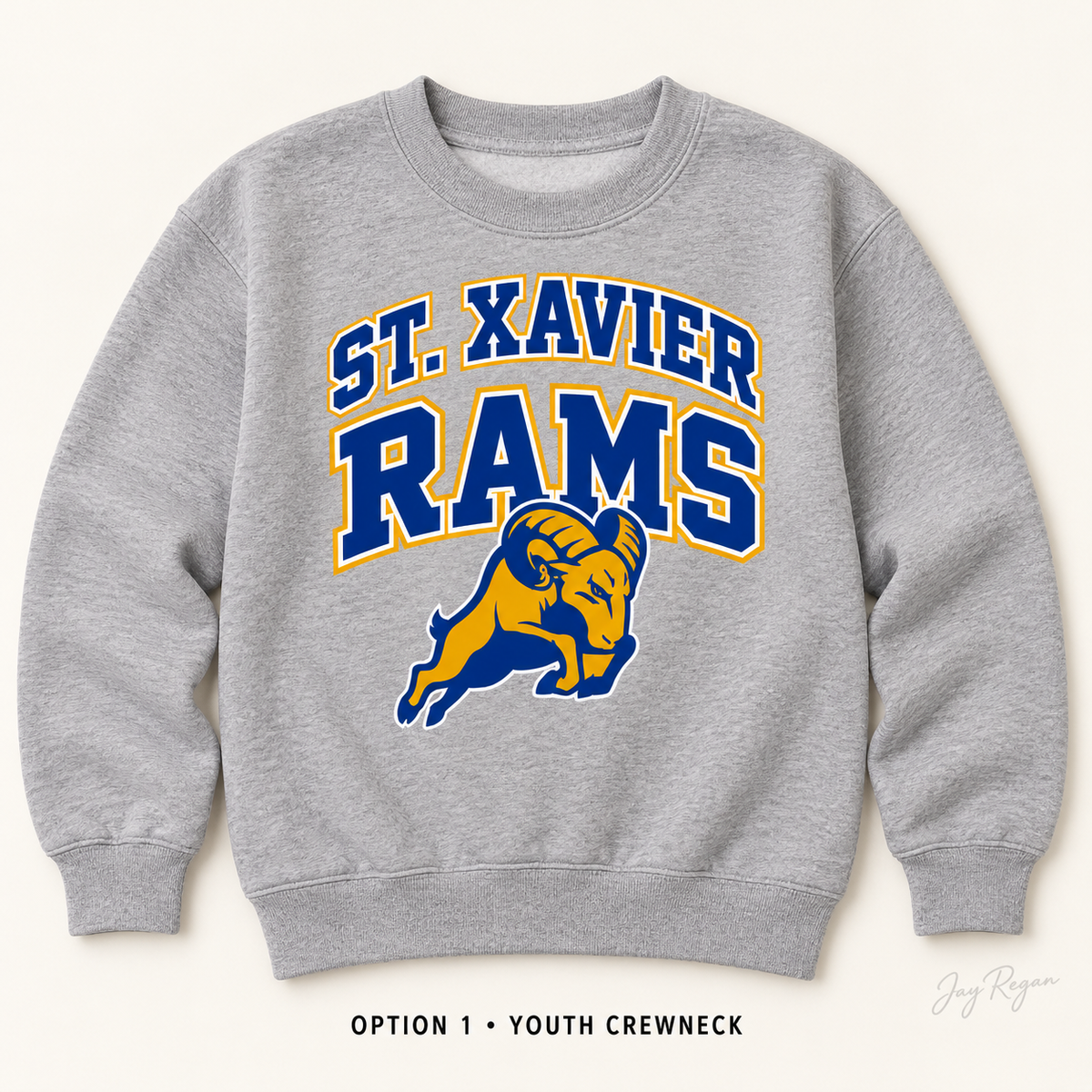 Classic Arch Crewneck — Youth Sport Grey