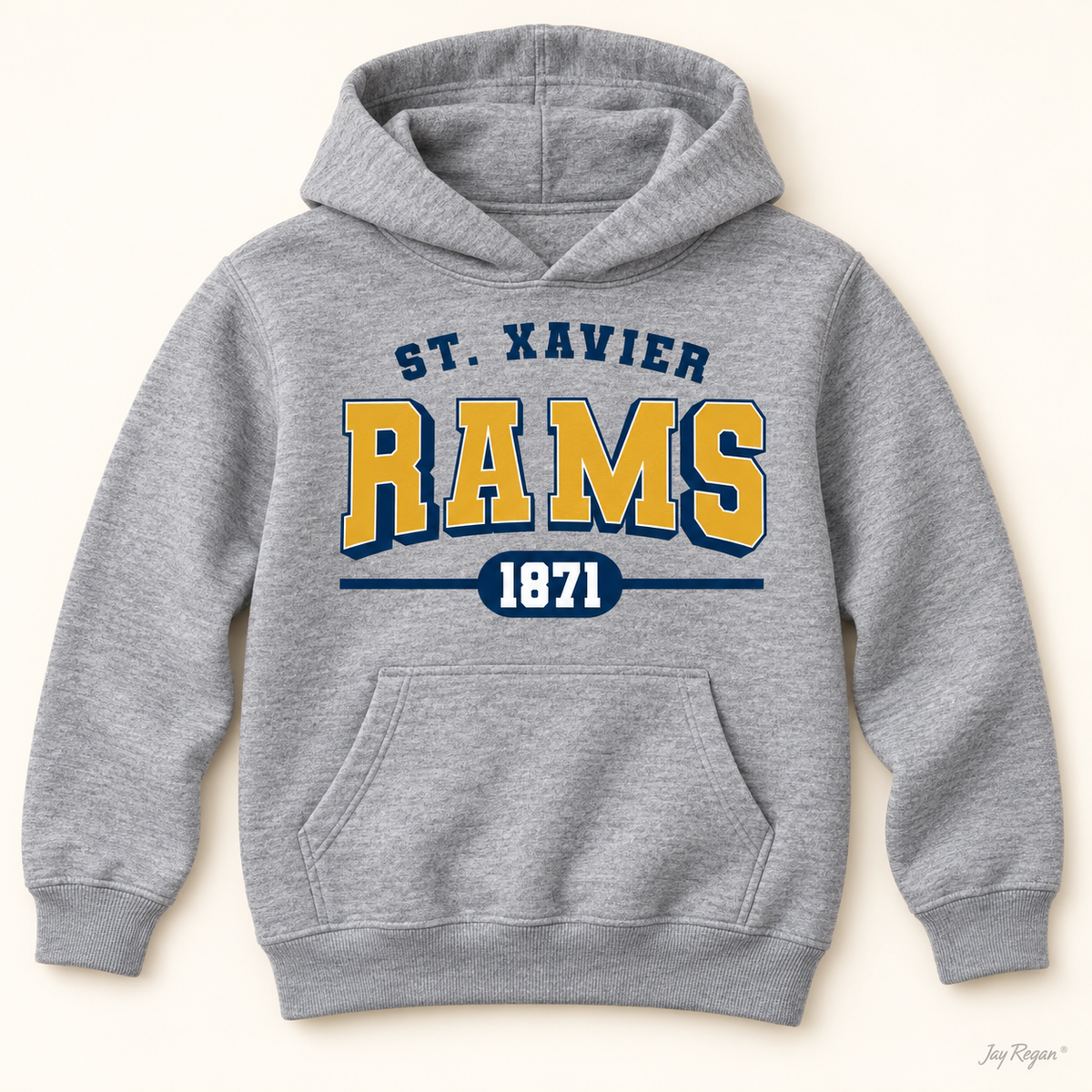 St. Xavier RAMS 1871 youth hoodie — Sport Grey