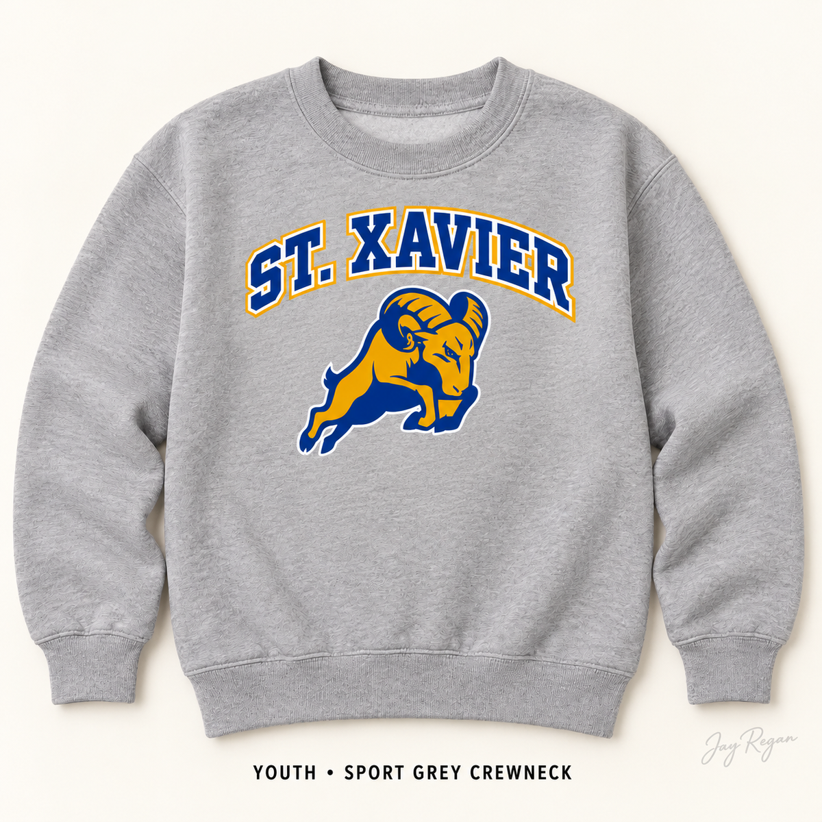 St. Xavier Arch Crewneck — Youth Sport Grey