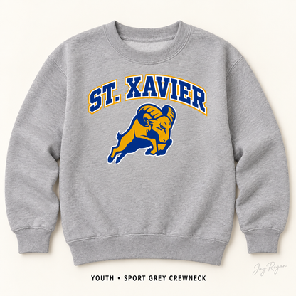 St. Xavier Arch Crewneck — Youth Sport Grey