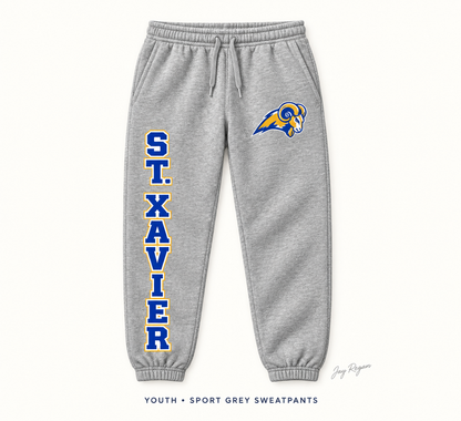 St. Xavier Varsity Leg Sweatpants — Youth Sport Grey