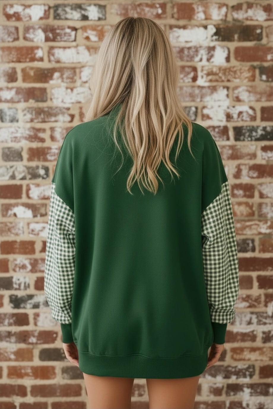 PREORDER Gingham Sleeve Oversized Sweatshirt