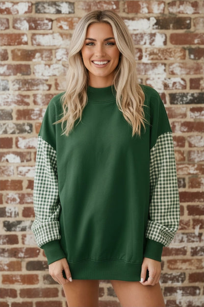 PREORDER Gingham Sleeve Oversized Sweatshirt