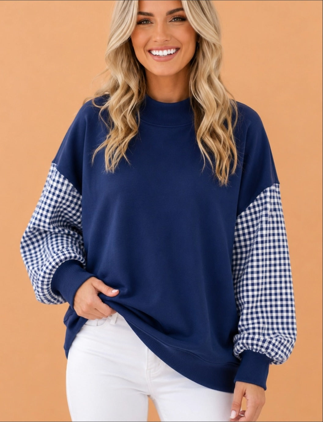 PREORDER Gingham Sleeve Oversized Sweatshirt