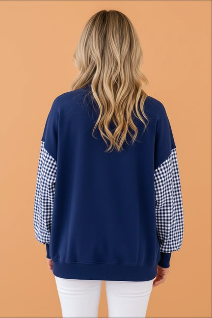 PREORDER Gingham Sleeve Oversized Sweatshirt