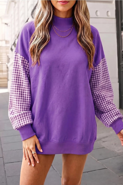PREORDER Gingham Sleeve Oversized Sweatshirt