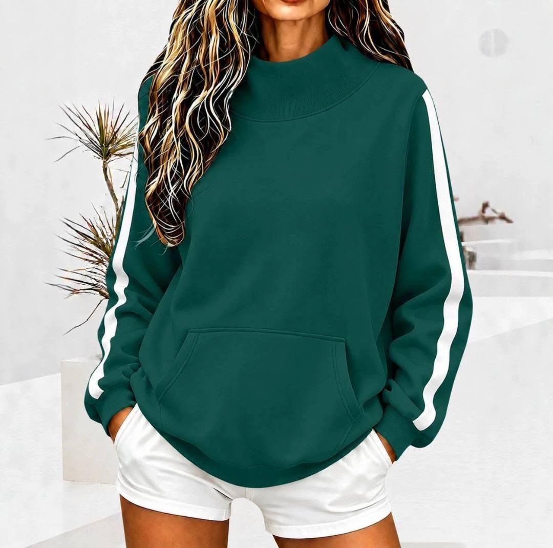 PREORDER Mock Neck Side Stripe Sweatshirt